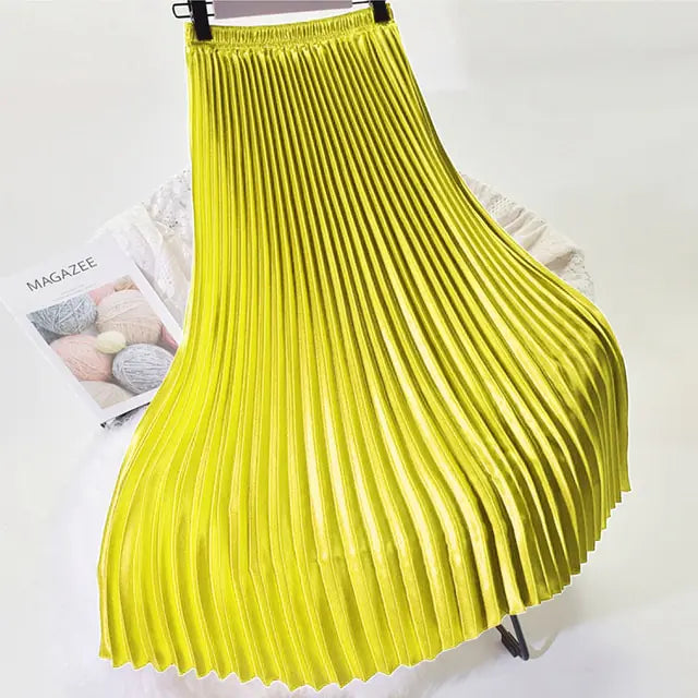 Elegant High Waist Satin Skirt