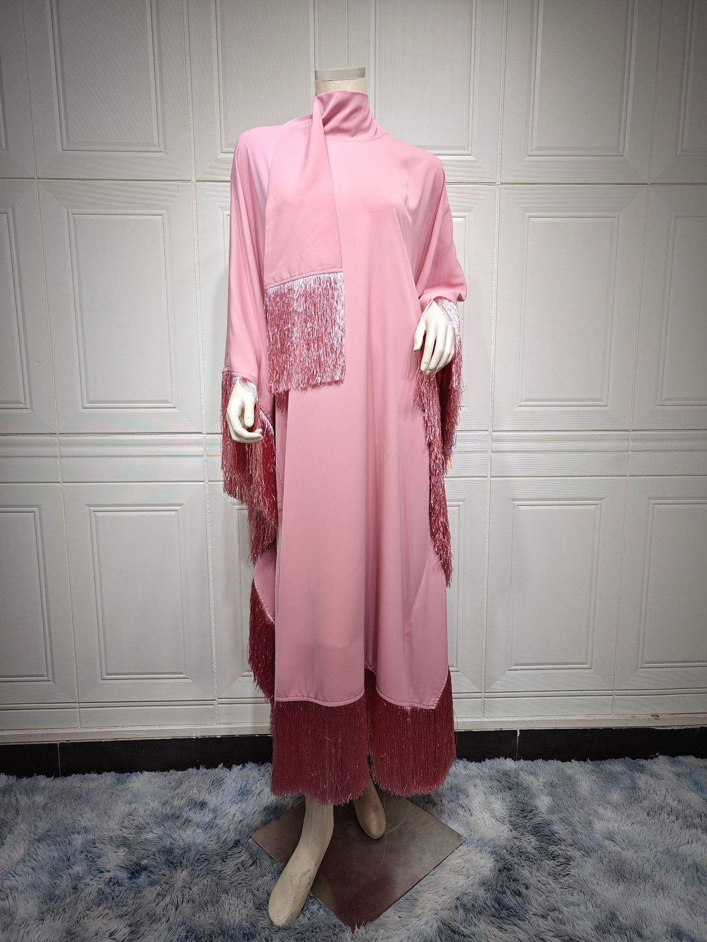 Women Batwing Sleeve Tassel Kaftan High Fashion Dress