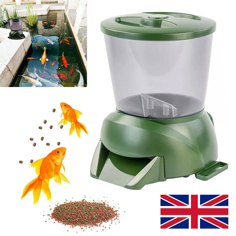 AUTOMATIC POND FISH FEEDER HOLIDAY KOI FEED FOOD TIMER AUTO PELLET DISPENSER