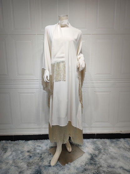 Women Batwing Sleeve Tassel Kaftan High Fashion Dress