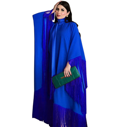 Women Batwing Sleeve Tassel Kaftan High Fashion Dress