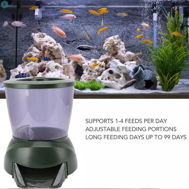 AUTOMATIC POND FISH FEEDER HOLIDAY KOI FEED FOOD TIMER AUTO PELLET DISPENSER
