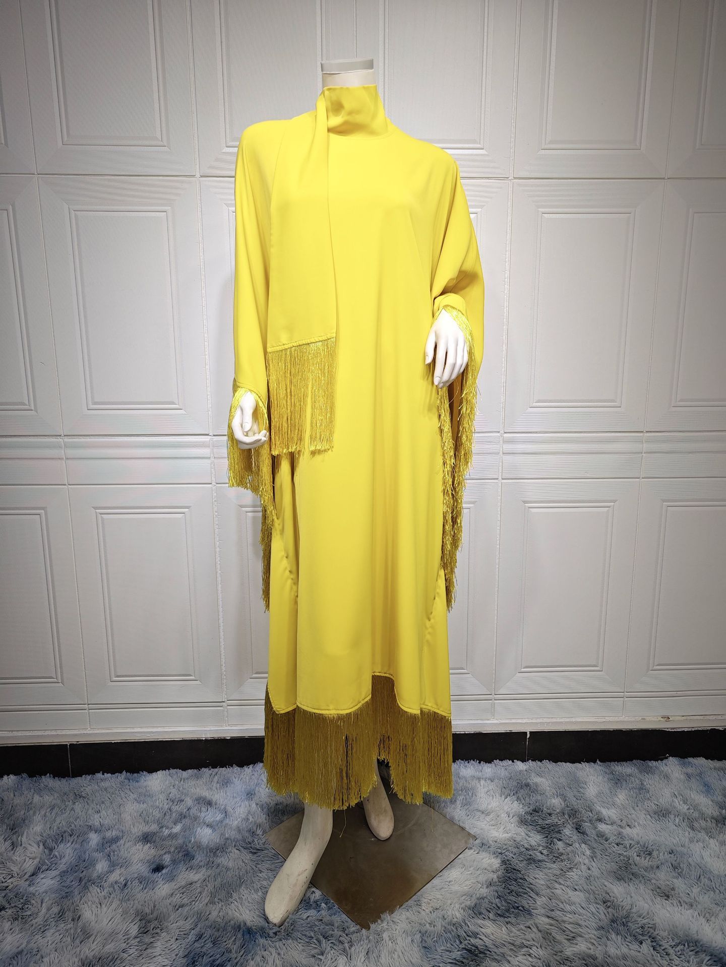 Women Batwing Sleeve Tassel Kaftan High Fashion Dress