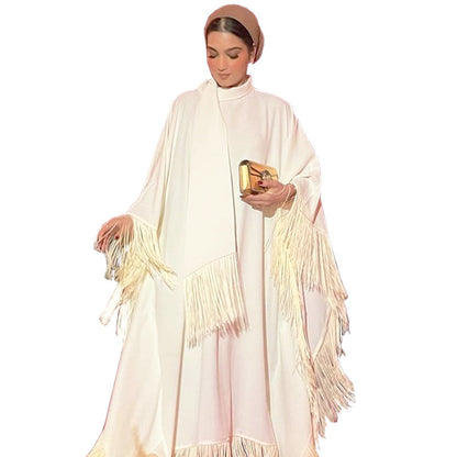 Women Batwing Sleeve Tassel Kaftan High Fashion Dress