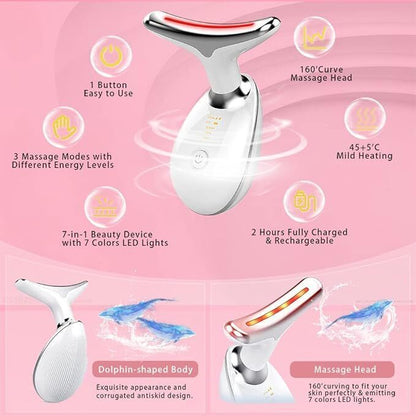 7 Colours Neck Face Lifting Massager Skin Tighten Device LED Anti Wrinkle Beauty