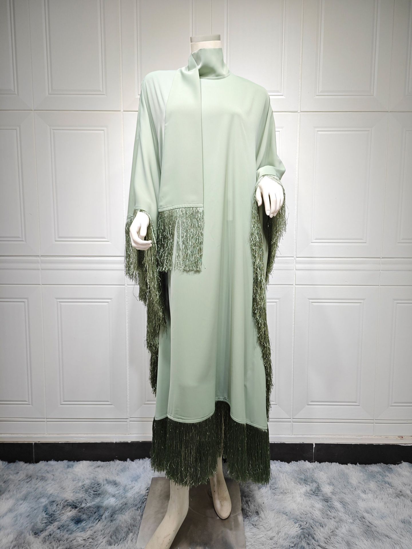 Women Batwing Sleeve Tassel Kaftan High Fashion Dress
